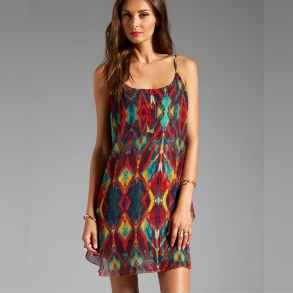Alice + Olivia Rhi Tribal Tiered Hem Dress size XS spaghetti strap